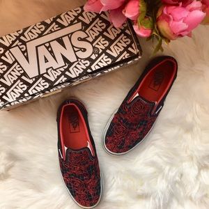 black rose slip on vans